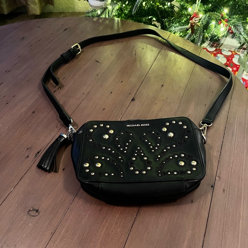 Michael Kors Black Studded Crossbody Bag​